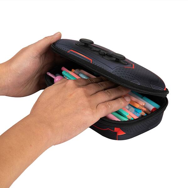 Estojo escolar EVA, Controle Joystick, Preto com Vermelho, Z23000076, Zipit - PT 1 UN