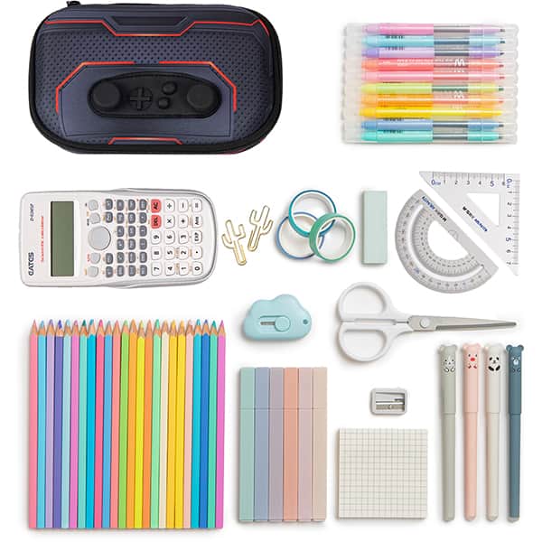 Estojo escolar EVA, Controle Joystick, Preto com Vermelho, Z23000076, Zipit - PT 1 UN