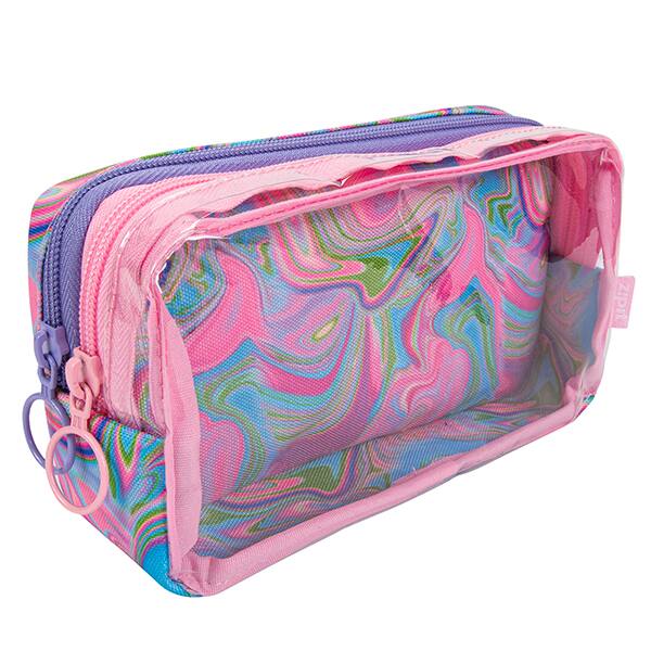 Estojo escolar em PVC, Half & Half Brilho de Petróleo, HNHPS-6, Zipit - PT 1 UN