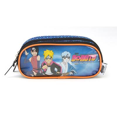 Estojo Escolar Duplo Naruto Boruto em Poliéster Luxcel - PT 1 UN