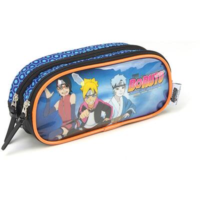 Estojo Escolar Duplo Naruto Boruto em Poliéster Luxcel - PT 1 UN