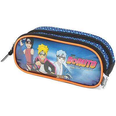 Estojo Escolar Duplo Naruto Boruto em Poliéster Luxcel - PT 1 UN