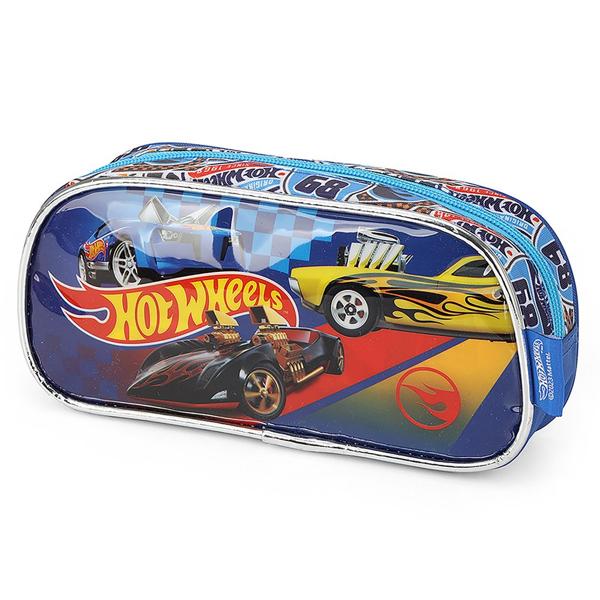 Estojo Escolar Hot Wheels Mattel em Poliéster Luxcel - PT 1 UN