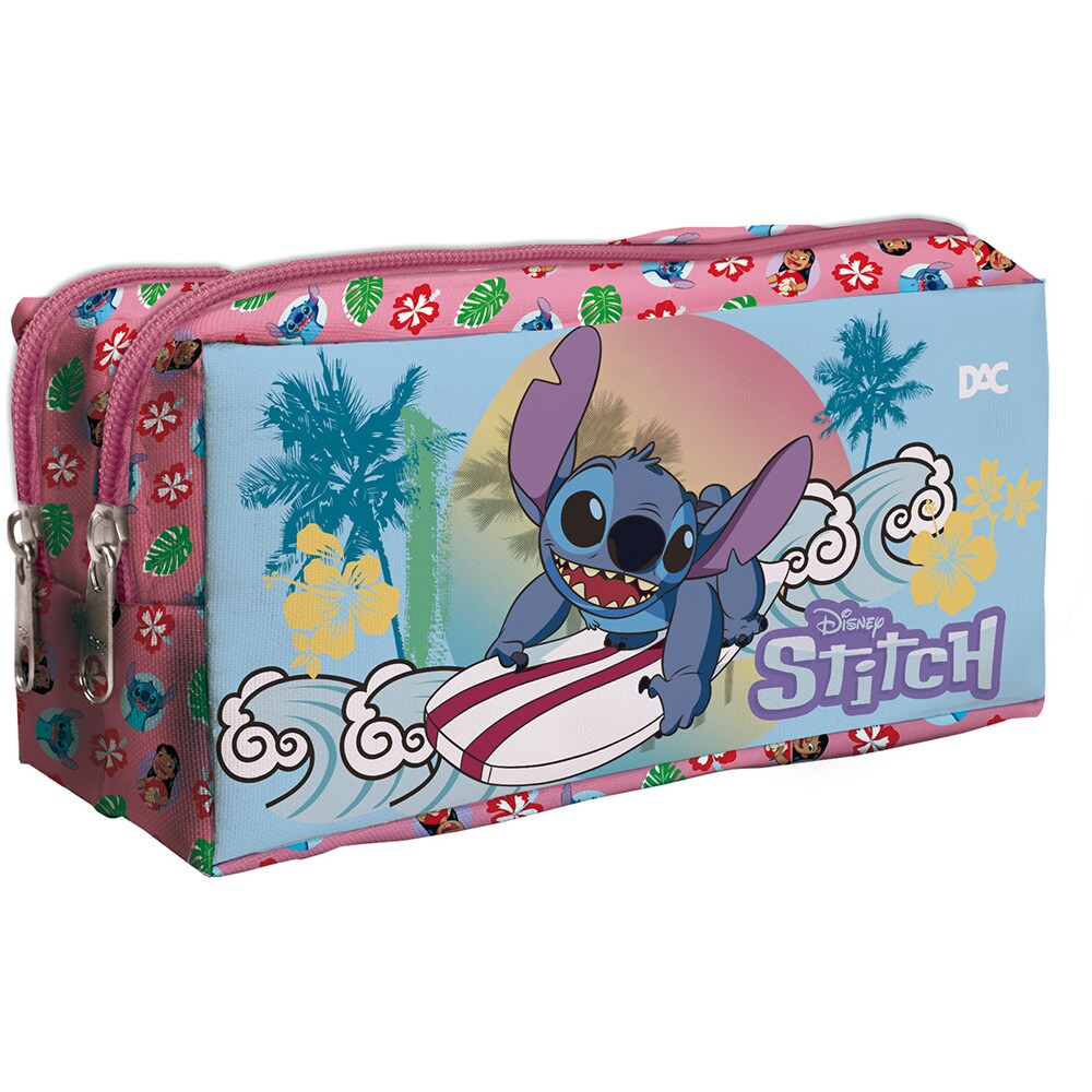 Estojo Escolar Duplo Disney Stitch Em Poliéster Dac Pt 1 Un Escolar Kalunga 9029