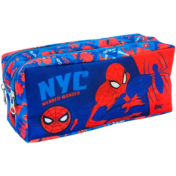 Estojo escolar duplo em poliéster, Homem Aranha, 5428, DAC - PT 1 UN