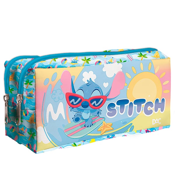 Estojo escolar duplo em poliéster, Stitch, 5458, DAC - PT 1 UN
