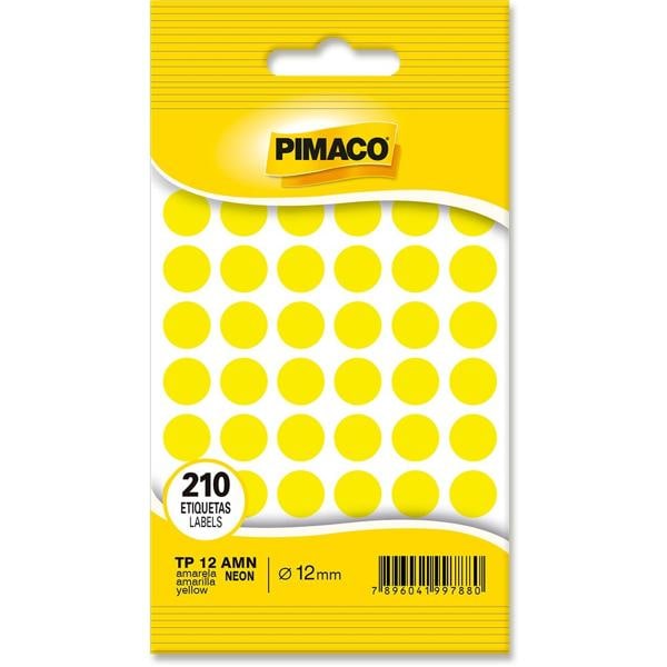 Etiqueta adesiva para codificação, 12mm, Amarelo neon, 970848, Pimaco - PT 210 UN