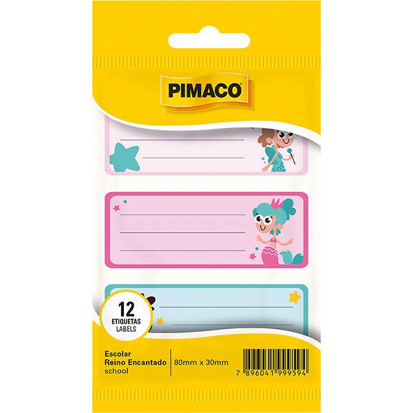 Etiqueta adesiva escolar, 80 x 30mm, Reino Encantado, Pimaco - PT 12 UN