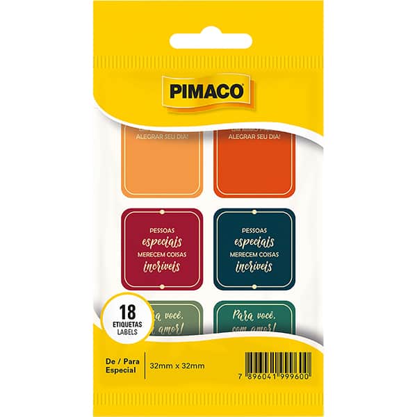 Etiqueta para presente 32x32mm De/Para especial 970982 Pimaco PT 18 UN