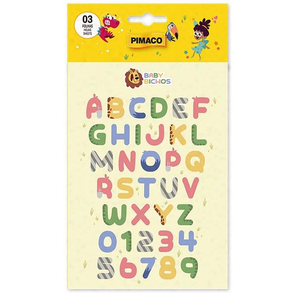 Adesivo stick decorativo baby bichos, Letras, 970904, Pimaco - PT 1 UN