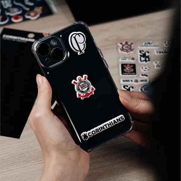 Adesivo Corinthians, Puffy em PVC, cartela com 25 Adesivos, Spiral - PT 1 UN Adesivo Corinthians, Puffy em PVC, cartela com 25 Adesivos, Spiral - PT 1 UN