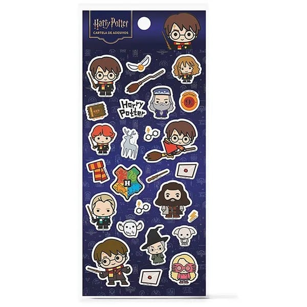 Adesivo Harry Potter Charms, Puffy em PVC, cartela com 26 Adesivos, Spiral - PT 1 UN Adesivo Harry Potter Charms, Puffy em PVC, cartela com 26 Adesivos, Spiral - PT 1 UN