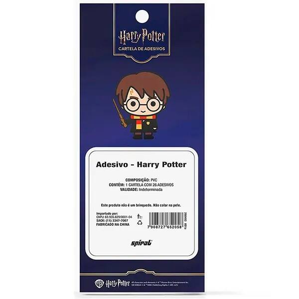 Adesivo Harry Potter Charms, Puffy em PVC, cartela com 26 Adesivos, Spiral - PT 1 UN