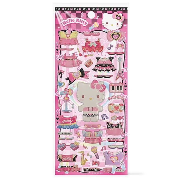 Adesivo Hello Kitty, Puffy em PVC, cartela com 49 Adesivos, Spiral - PT 1 UN