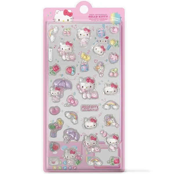 Adesivo Hello Kitty, Bubble em Resina, Cartela com 34 Adesivos, Spiral - PT 1 UN Adesivo Hello Kitty, Bubble em Resina, Cartela com 34 Adesivos, Spiral - PT 1 UN