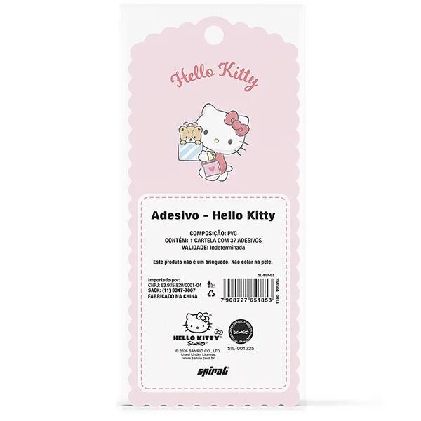 Adesivo Hello Kitty, Puffy em PVC e Feltro, cartela com 37 Adesivos, Spiral - PT 1 UN