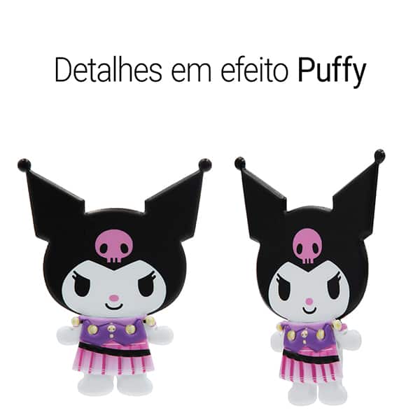 Adesivo Kuromi, Puffy em PVC, cartela com 56 Adesivos, Spiral - PT 1 UN Adesivo Kuromi, Puffy em PVC, cartela com 56 Adesivos, Spiral - PT 1 UN