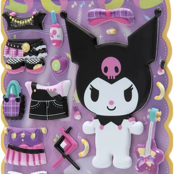Adesivo Kuromi, Puffy em PVC, cartela com 56 Adesivos, Spiral - PT 1 UN Adesivo Kuromi, Puffy em PVC, cartela com 56 Adesivos, Spiral - PT 1 UN