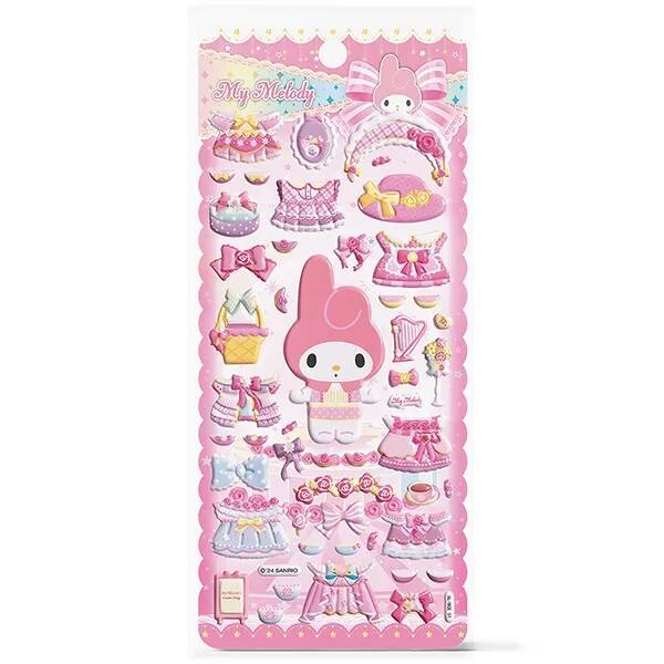 Adesivo My Melody, Puffy em PVC, cartela com 51 Adesivos, Spiral - PT 1 UN Adesivo My Melody, Puffy em PVC, cartela com 51 Adesivos, Spiral - PT 1 UN