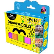 Cola colorida com enfeites flocados Pets, 4 cores neon, EDCPENV, Master - CX 1 UN Cola colorida com enfeites flocados Pets, 4 cores neon, EDCPENV, Master - CX 1 UN