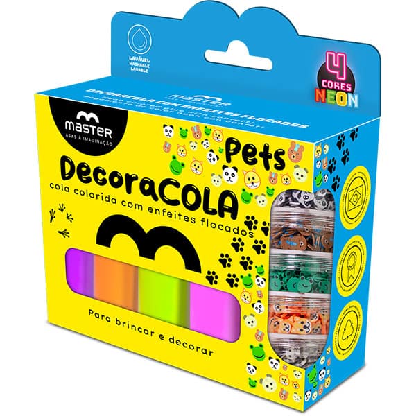 Cola colorida c/4 cores neon Pets EDCPENV Master CX 1 UN