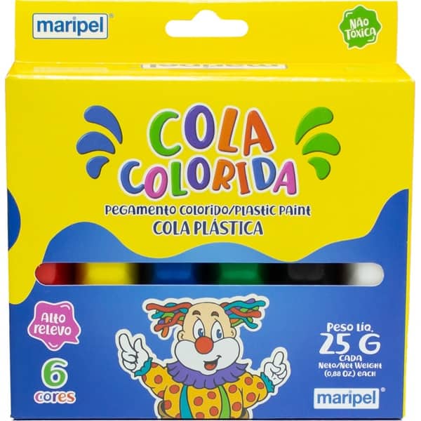 Cola colorida c/6 cores 25g 4006I Maripel CX 1 UN