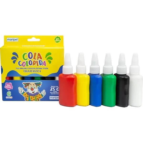 Cola colorida c/6 cores 25g 4006I Maripel CX 1 UN
