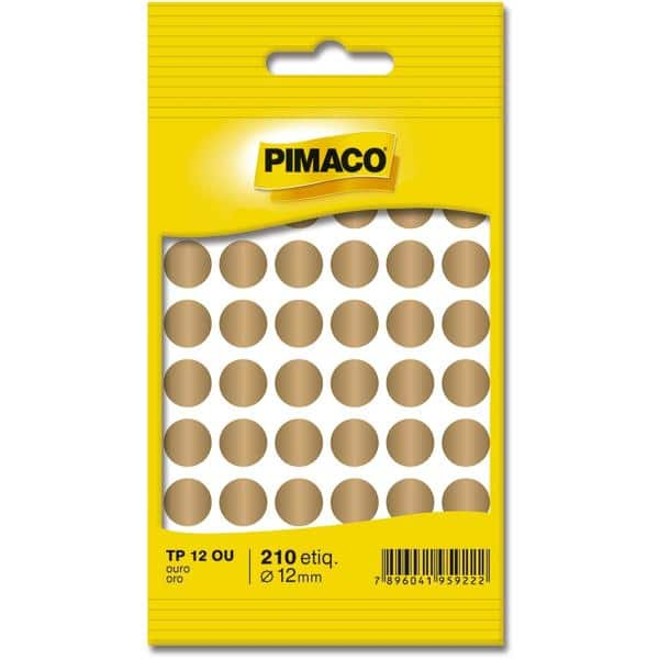 Etiqueta adesiva p/ codificação 12mm ouro TP12OU Pimaco PT 210 UN