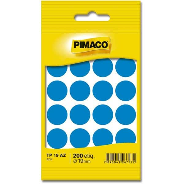 Etiqueta adesiva p/ codificação 19mm azul TP19AZ Pimaco PT 200 UN