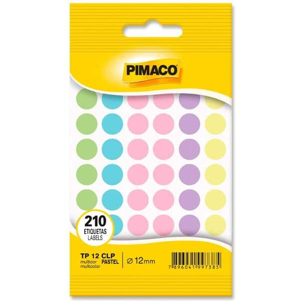 Etiqueta adesiva para codificação 12mm, tom pastel, 970813, Pimaco - EN 1 UN