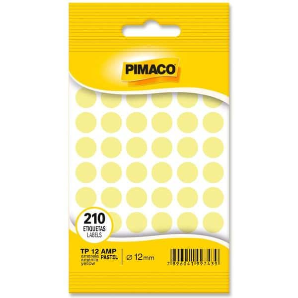 Etiqueta adesiva para codificação 12mm, Amarelo, 970818, Pimaco - EN 1 UN