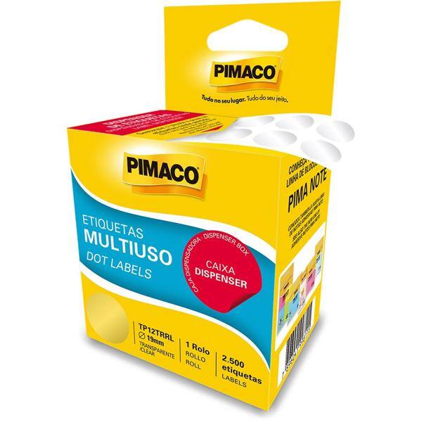 Etiqueta adesiva para codificação, 19mm, Transparente, 970878, Pimaco - RL 2500 UN