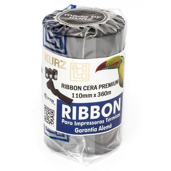 Ribbon cera Premium para impressora térmica (código de barras) 110mmx360m Kurz PT 1 UN