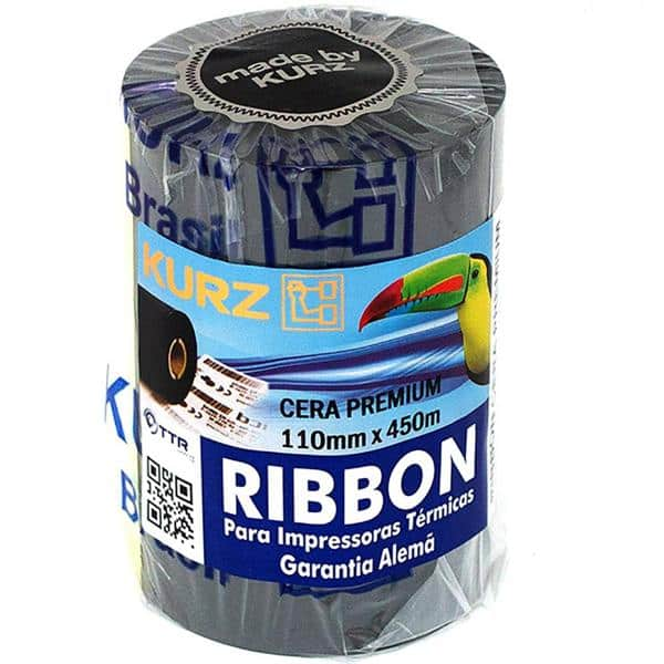 Ribbon cera Premium para impressora térmica, K 108, 110mm x 450m Kurz - EB 1 UN