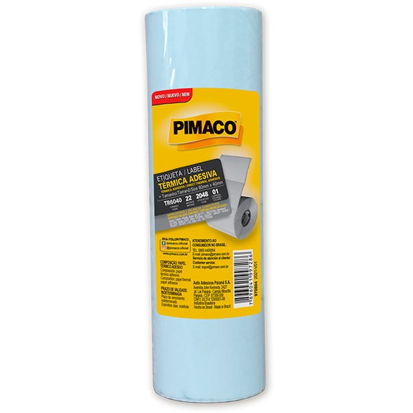 Etiqueta térmica para impressora e balança 60 x 40mm, 1 carreira, TR6040, Pimaco - PT 4 RL