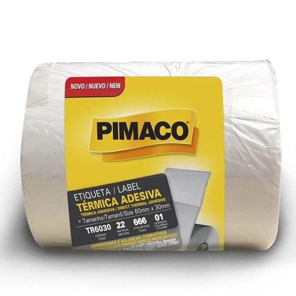 Etiqueta térmica para impressora e balança 60 x 30mm, 1 carreira, TR6030, Pimaco - PT 4 RL