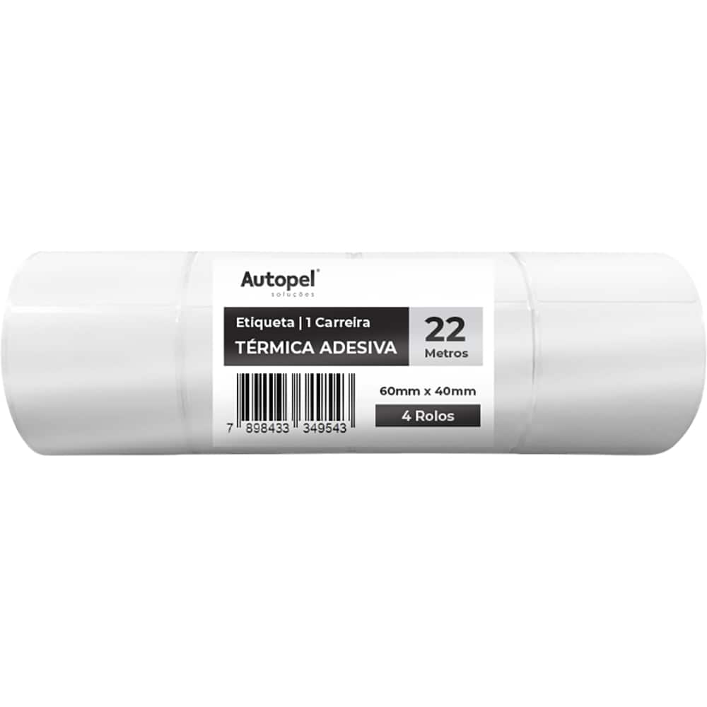 Etiqueta térmica direta 60 x 40mm, 22 metros, Autopel - CX 4 RL Etiqueta térmica direta 60 x 40mm, 22 metros, Autopel - CX 4 RL