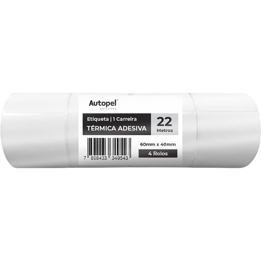 Etiqueta térmica direta 60 x 40mm, 22 metros, Autopel - CX 4 RL Etiqueta térmica direta 60 x 40mm, 22 metros, Autopel - CX 4 RL