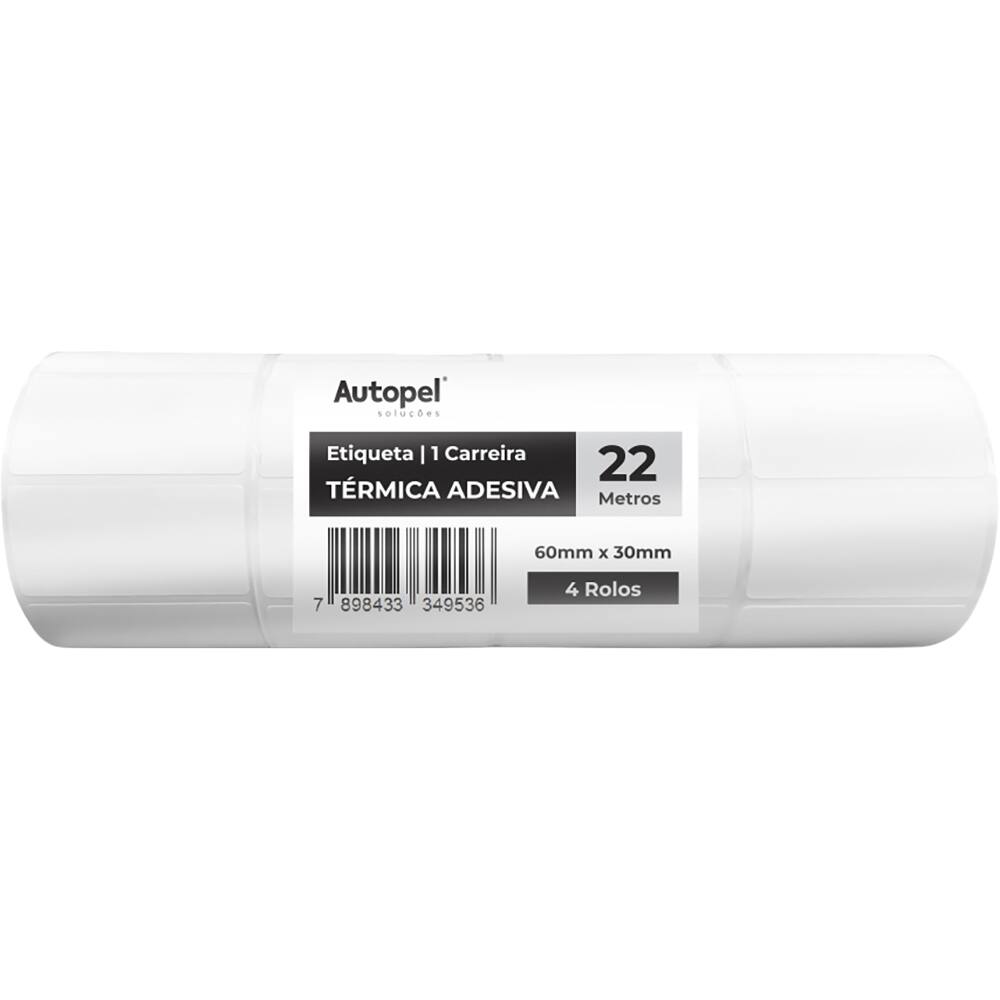 Etiqueta térmica direta 60 x 30mm, 22 metros, Autopel - RL 4 UN Etiqueta térmica direta 60 x 30mm, 22 metros, Autopel - RL 4 UN