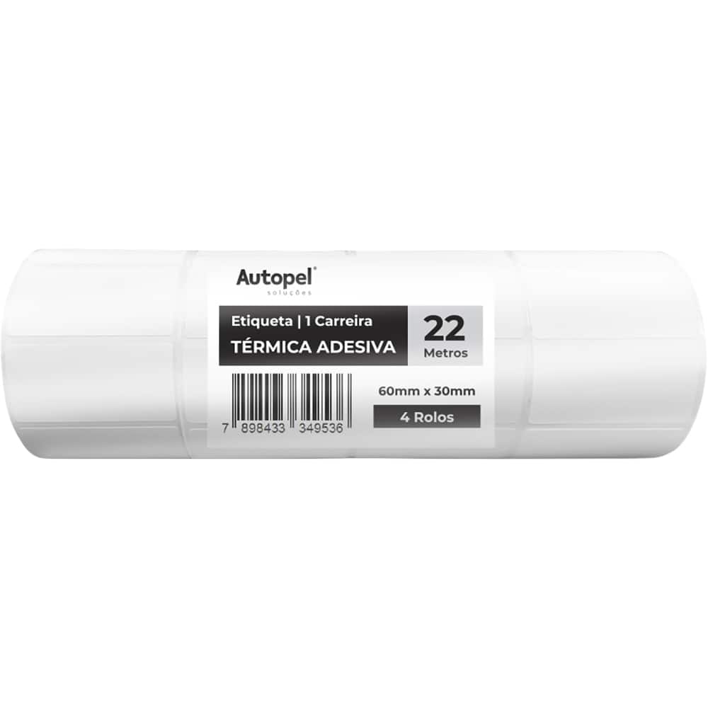 Etiqueta térmica direta 60 x 30mm, 22 metros, Autopel - RL 4 UN Etiqueta térmica direta 60 x 30mm, 22 metros, Autopel - RL 4 UN