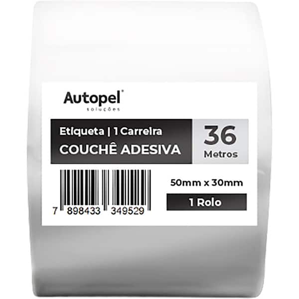 Etiqueta couchê térmica, 50 x 30mm, 36 metros, Autopel - RL 1 UN Etiqueta couchê térmica, 50 x 30mm, 36 metros, Autopel - RL 1 UN
