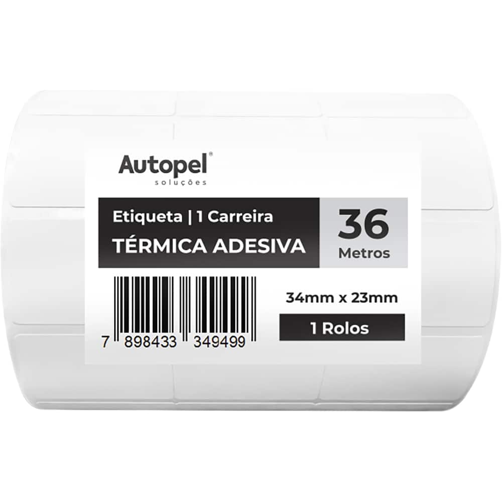 Etiqueta térmica direta 34 x 23mm, 36 metros, Autopel - RL 1 UN Etiqueta térmica direta 34 x 23mm, 36 metros, Autopel - RL 1 UN