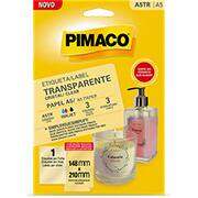 Etiqueta ink-jet / laser, Transparente, 149mm x 210mm A5, A5TR 970871, Pimaco - PT 3 UN Etiqueta ink-jet / laser, Transparente, 149mm x 210mm A5, A5TR 970871, Pimaco - PT 3 UN