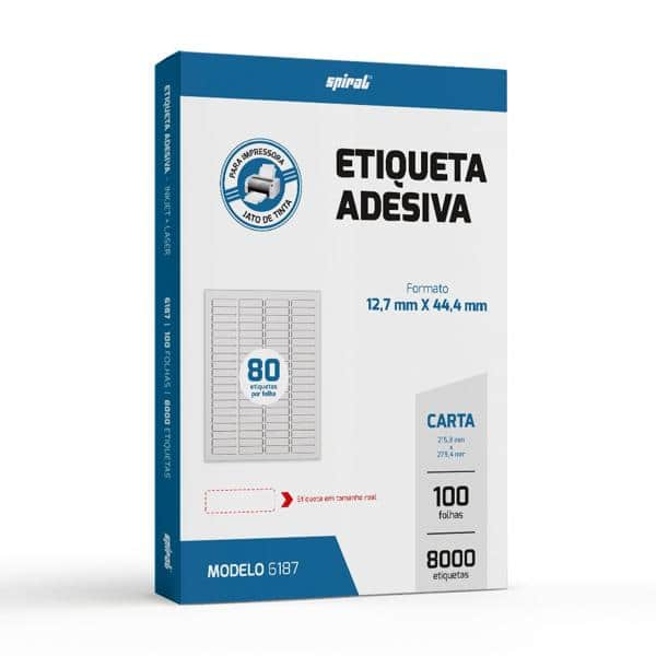 Etiqueta ink-jet/laser Carta 12,7x44,4 6187 Spiral PT 8000 UN