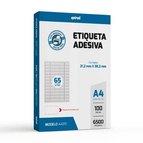 Etiqueta ink-jet/laser A4 21,2x38,2 351 Spiral PT 6500 UN