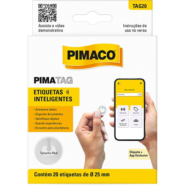 Etiqueta Inteligente Pimatag NFC, 25mm, TAG20, 970944, Pimaco - BT 20 UN