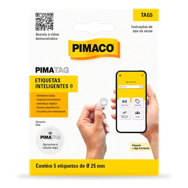 Etiqueta Inteligente Pimatag NFC, 25mm, TAG5, 970995, Pimaco - BT 5 UN
