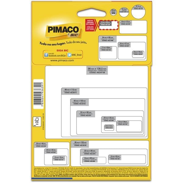 Etiqueta ink-jet/laser A5 12,0x26,0 multiuso Q-1226 Pimaco PT 924 UN