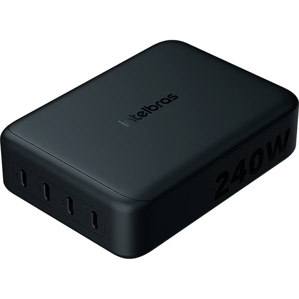 Carregador de mesa para notebook e smartphone, USB-C, 240w, EC-40, Intelbras - CX 1 UN Carregador de mesa para notebook e smartphone, USB-C, 240w, EC-40, Intelbras - CX 1 UN
