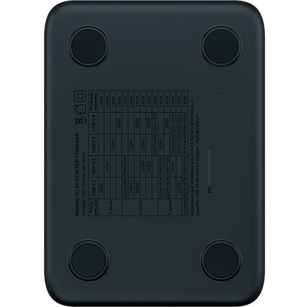 Carregador de mesa para notebook e smartphone, USB-C, 240w, EC-40, Intelbras - CX 1 UN Carregador de mesa para notebook e smartphone, USB-C, 240w, EC-40, Intelbras - CX 1 UN